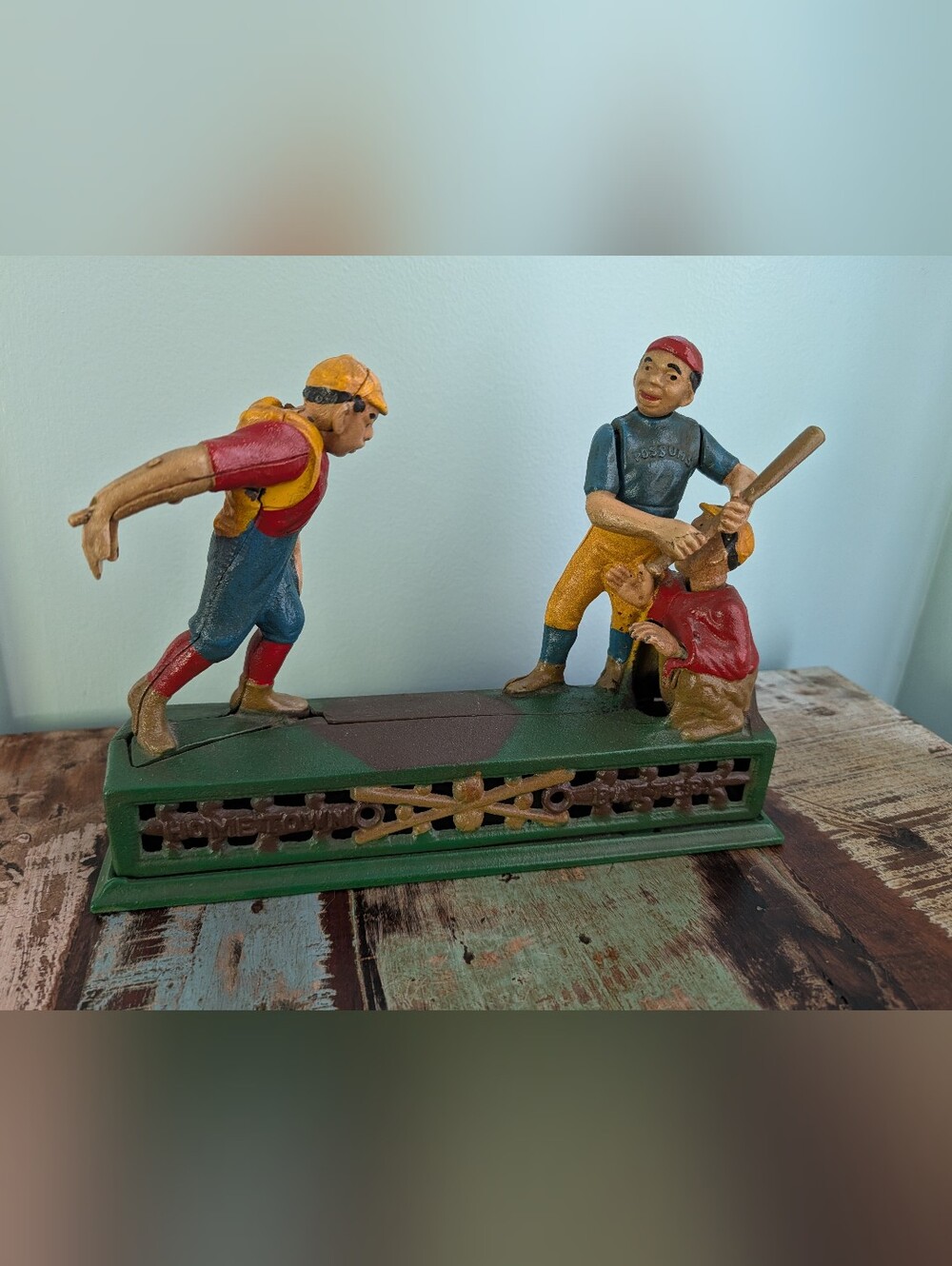 Hometown Battery cast iron Book Of Knowledge mechanical penny bank, Works
